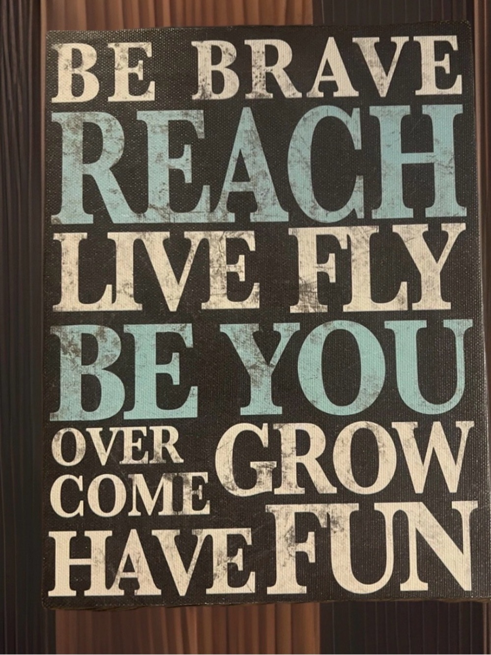 Inspirational Wall Art – Be Brave Reach Live Fly Be You (Black & Light Blue)#712